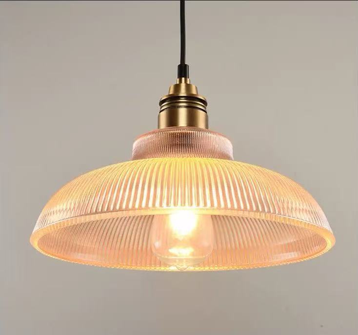 Rillenglas Industrial Pendant Light with Brass Socket | Kelmera