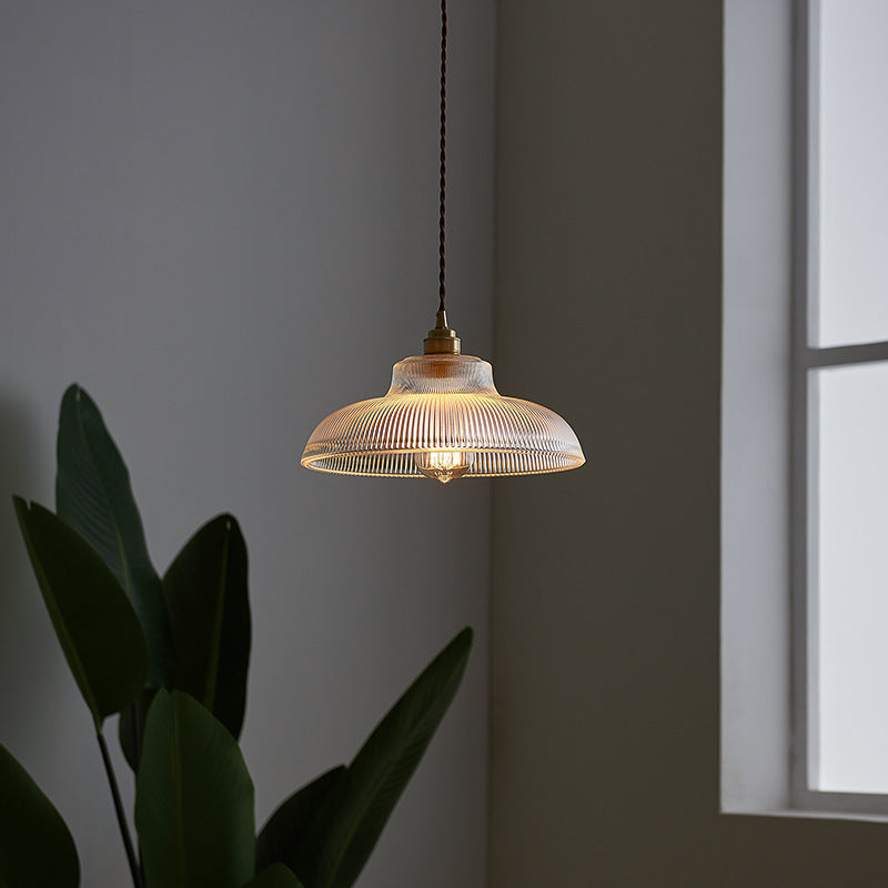 Rillenglas Industrial Pendant Light with Brass Socket | Kelmera