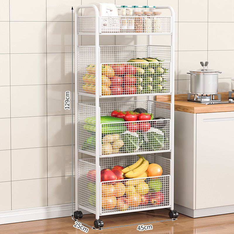 Rolling Kitchen Storage Organizer with Adjustable Mesh Basket | Kelmera