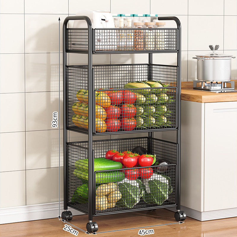Rolling Kitchen Storage Organizer with Adjustable Mesh Basket | Kelmera
