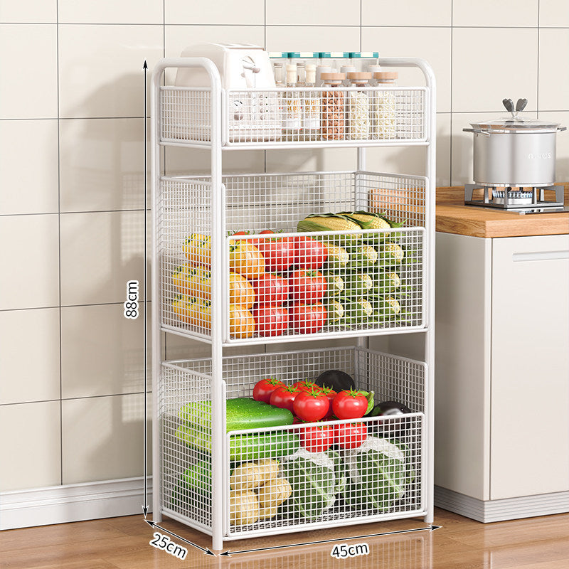 Rolling Kitchen Storage Organizer with Adjustable Mesh Basket | Kelmera
