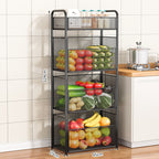 Rolling Kitchen Storage Organizer with Adjustable Mesh Basket | Kelmera