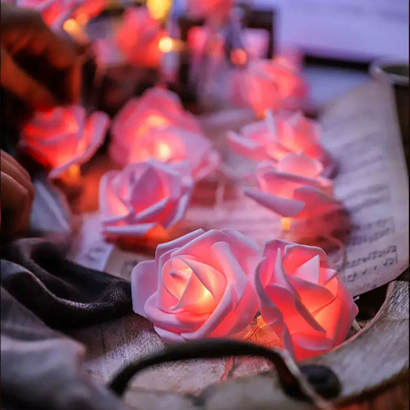 Rose-Shaped LED String Lights Romantic Flower Garland | Kelmera