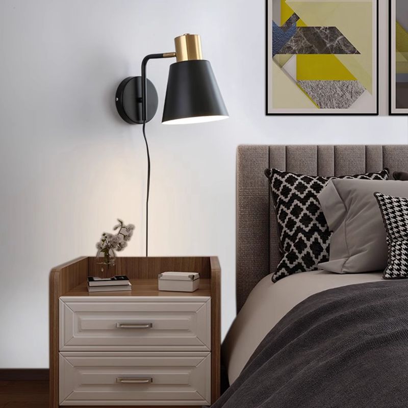 Rotatable Cone Wall Light with Brass Socket and Round Back Plate | Kelmera