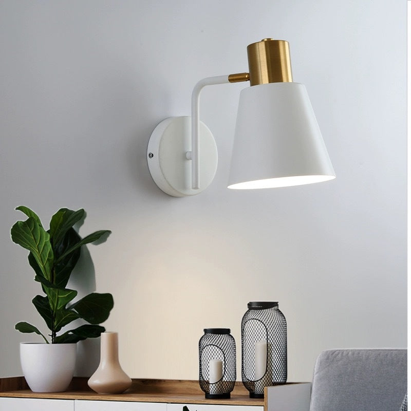 Rotatable Cone Wall Light with Brass Socket and Round Back Plate | Kelmera