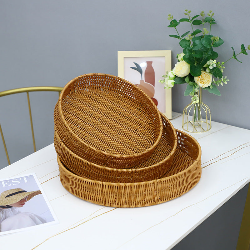 Round Artisan Woven Serving Tray | Kelmera