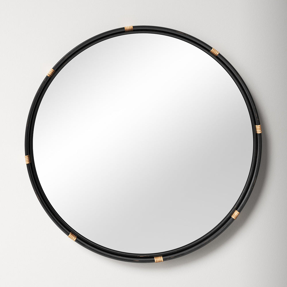 Round Decorative Wall Mirror with Braided Edge | Kelmera