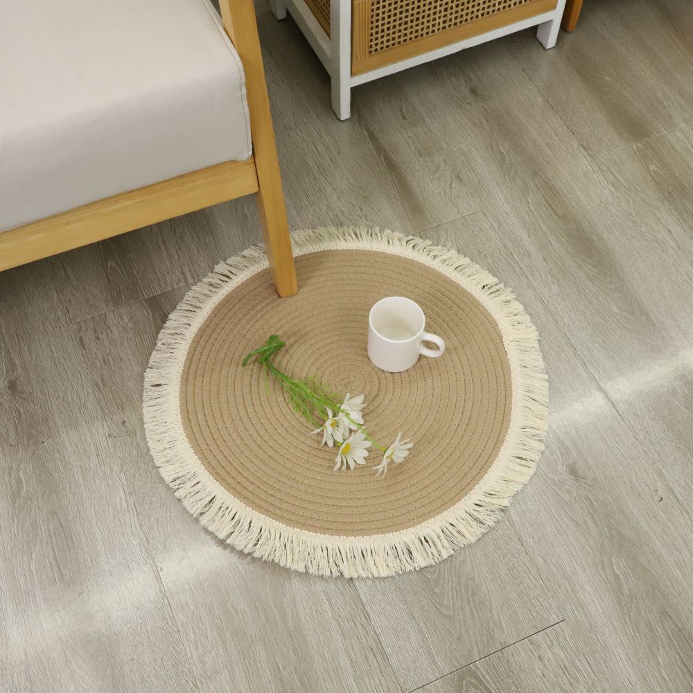 Round Rug with Fringed Design | Kelmera