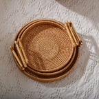 Round Serving Platter made of Braided Rattan | Kelmera
