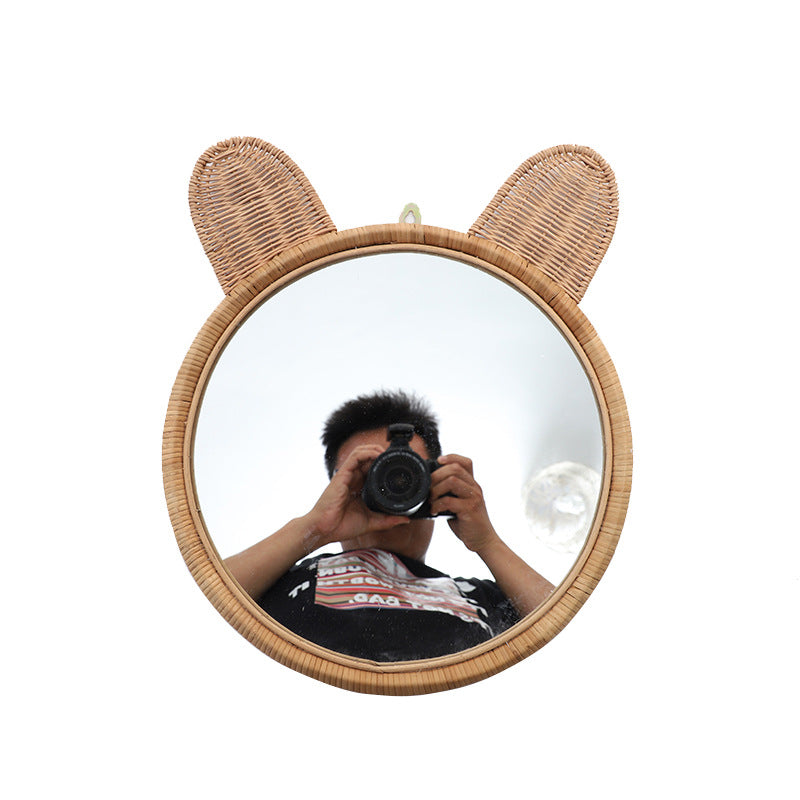 Round Wall Mirror with Rattan Design | Kelmera