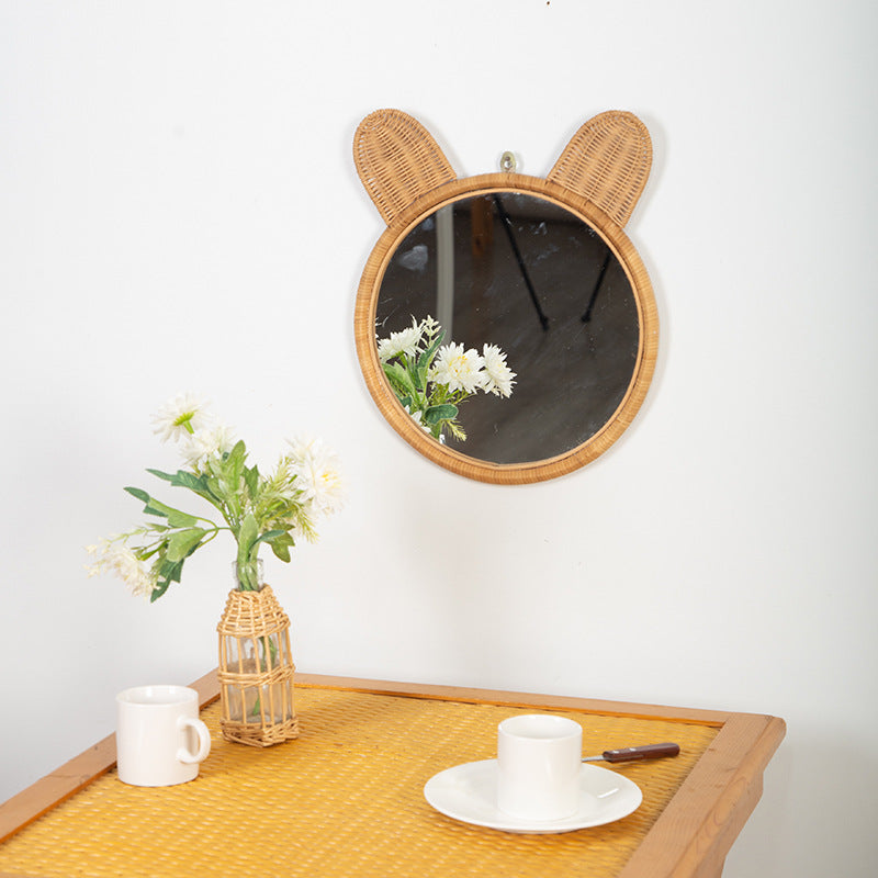 Round Wall Mirror with Rattan Design | Kelmera