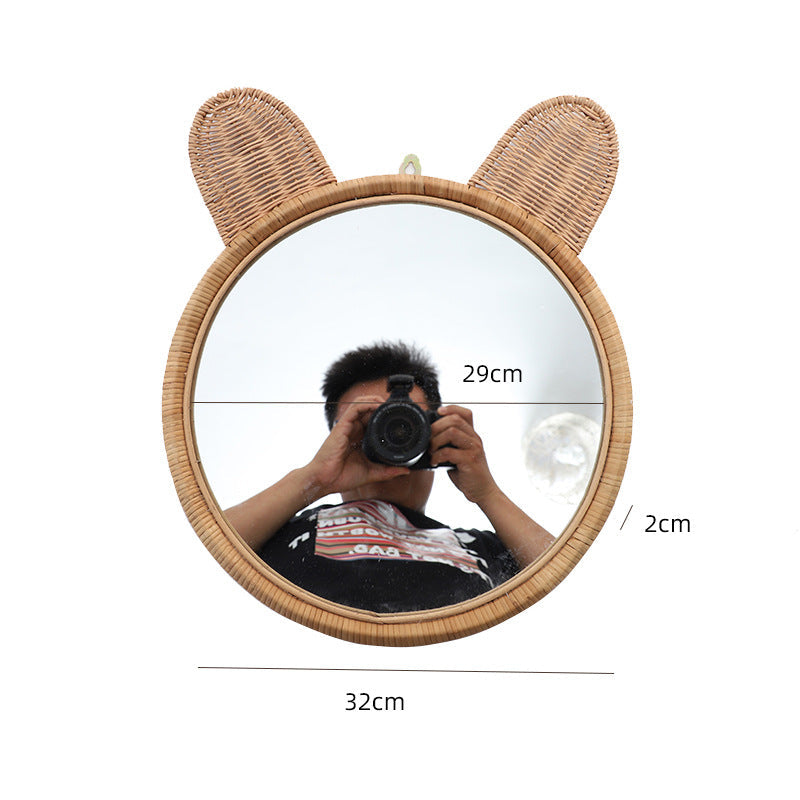 Round Wall Mirror with Rattan Design | Kelmera