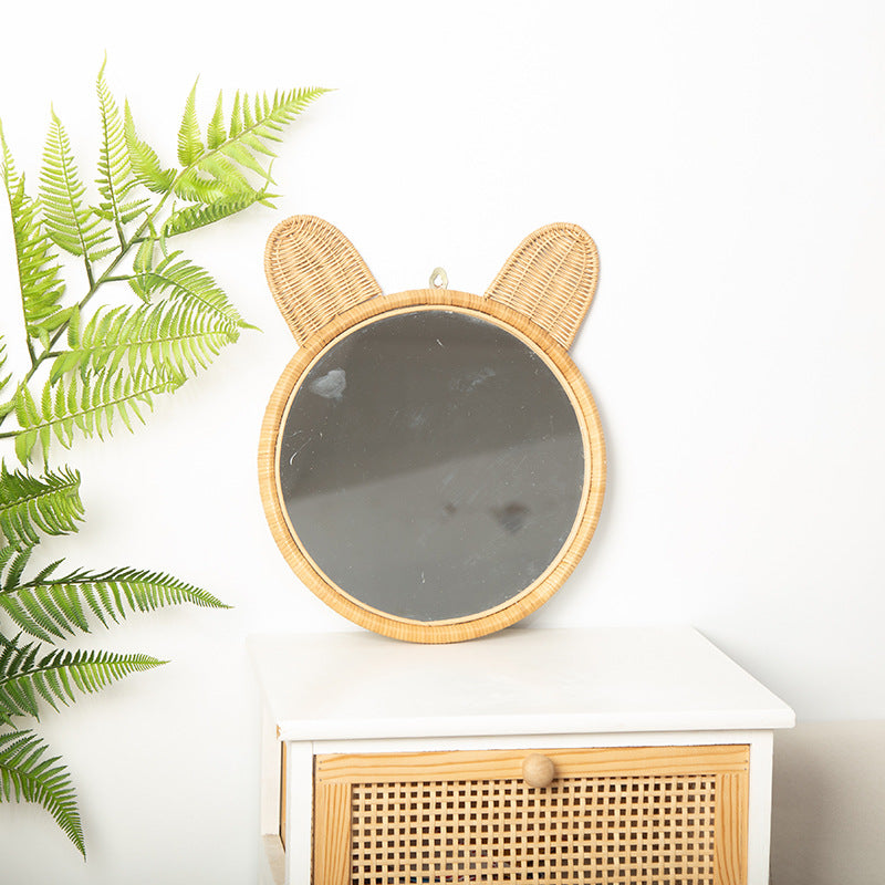 Round Wall Mirror with Rattan Design | Kelmera