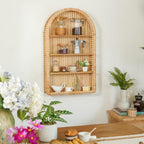 Round Wall Shelf made of Natural Rattan | Kelmera