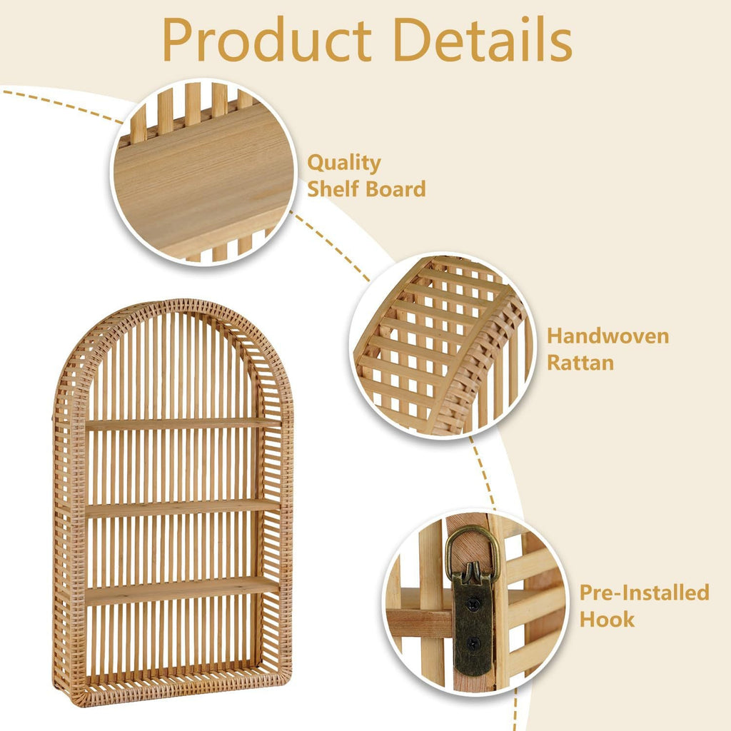 Round Wall Shelf made of Natural Rattan | Kelmera