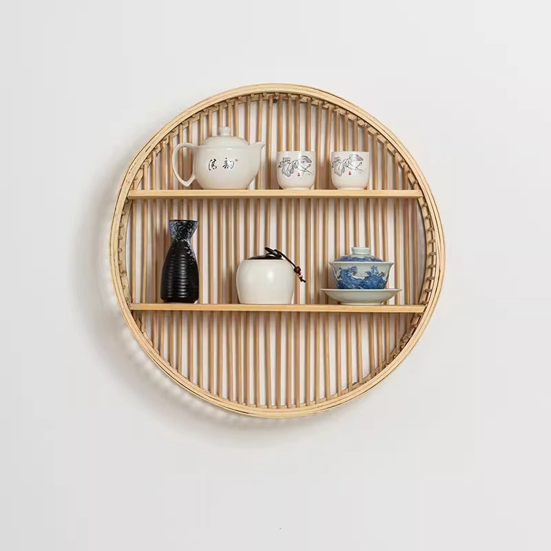 Round Wall Shelf made of Natural Rattan | Kelmera