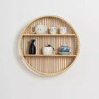 Round Wall Shelf made of Natural Rattan | Kelmera