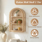 Round Wall Shelf made of Natural Rattan | Kelmera