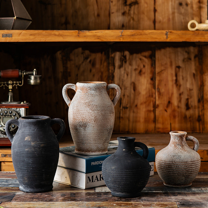 Rustic Ceramic Vase with Handles | Kelmera