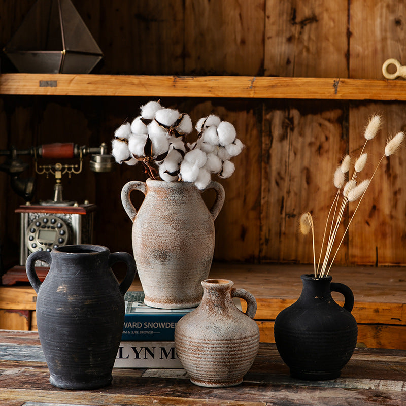 Rustic Ceramic Vase with Handles | Kelmera