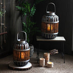Rustic Lantern Woven Natural Fiber Wood | Kelmera