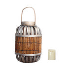 Rustic Lantern Woven Natural Fiber Wood | Kelmera