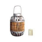 Rustic Lantern Woven Natural Fiber Wood | Kelmera