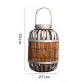 Rustic Lantern Woven Natural Fiber Wood | Kelmera