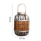 Rustic Lantern Woven Natural Fiber Wood | Kelmera