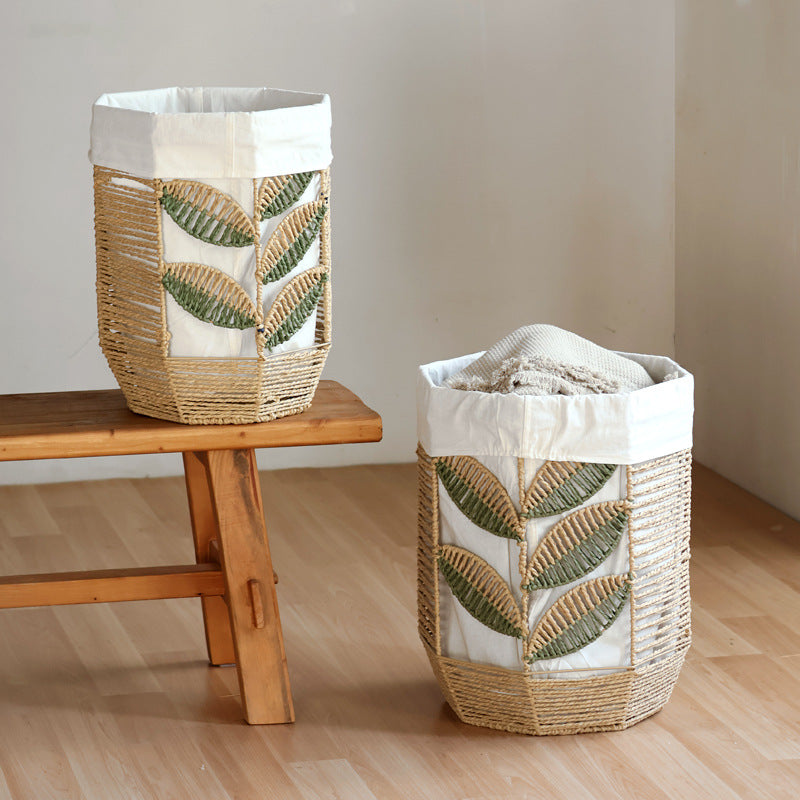 Rustic Laundry Basket with Floral Pattern | Kelmera