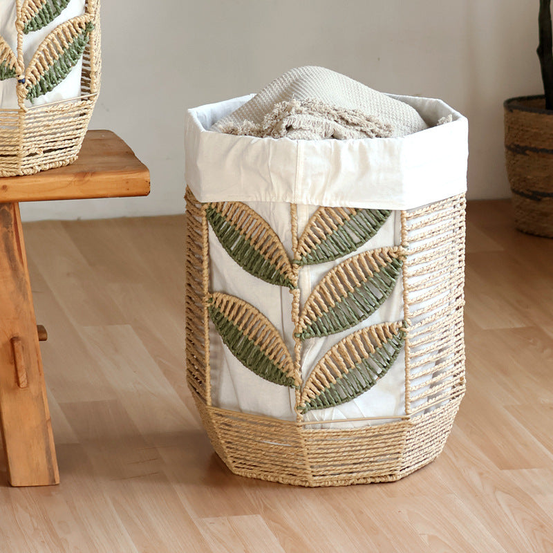 Rustic Laundry Basket with Floral Pattern | Kelmera