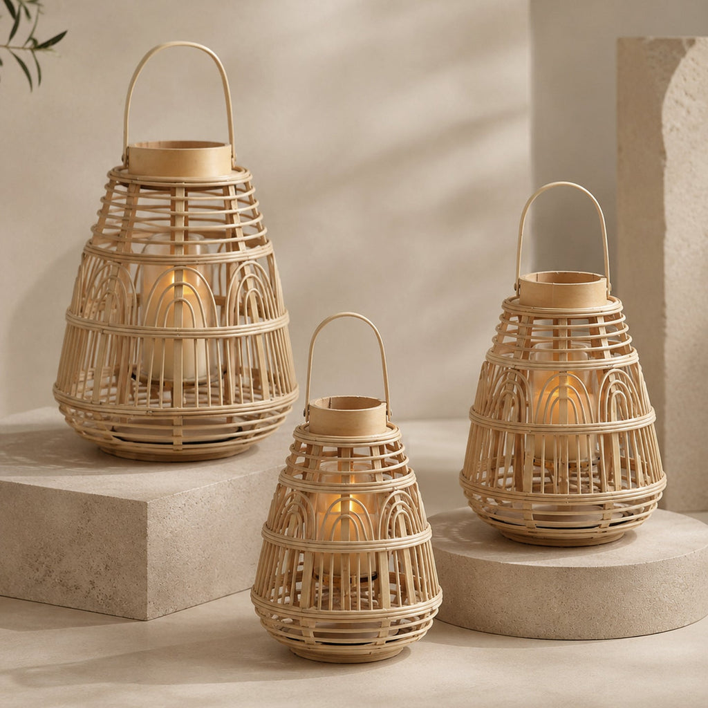Rustic Rattan Lantern Large | Kelmera