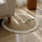 Rustic Round Rug with Fringes | Kelmera