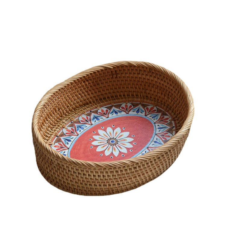 Rustic Serving Basket with Floral Details | Kelmera