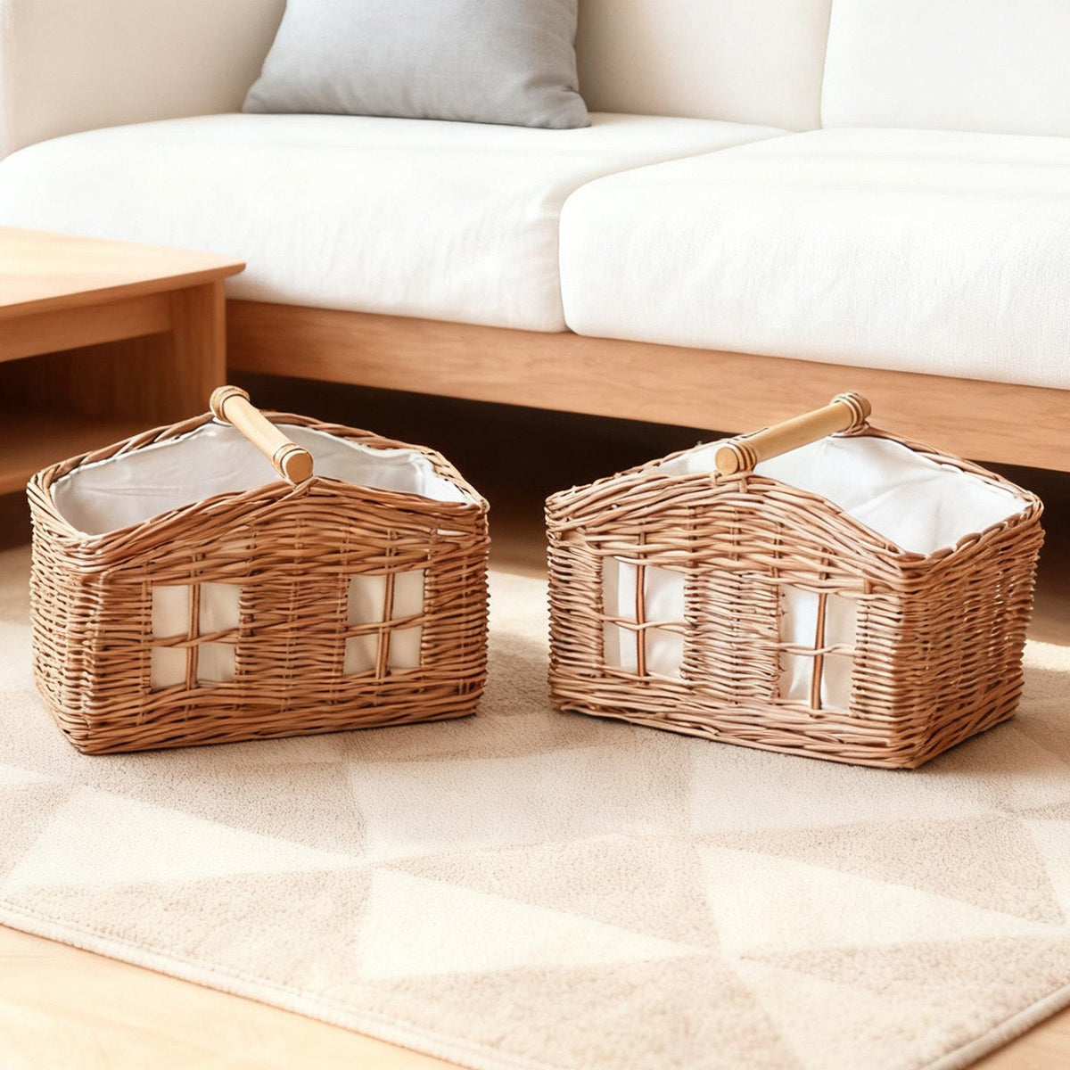 Rustic Storage Basket with Linen Lining | Kelmera
