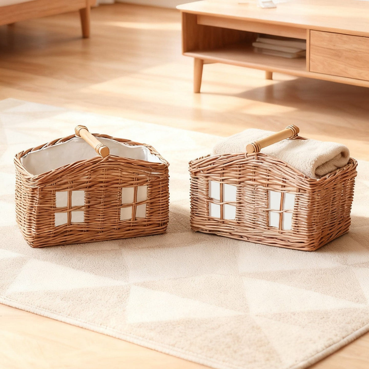 Rustic Storage Basket with Linen Lining | Kelmera