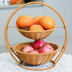 Rustic Two-Tiered Woven Fruit Stand | Kelmera