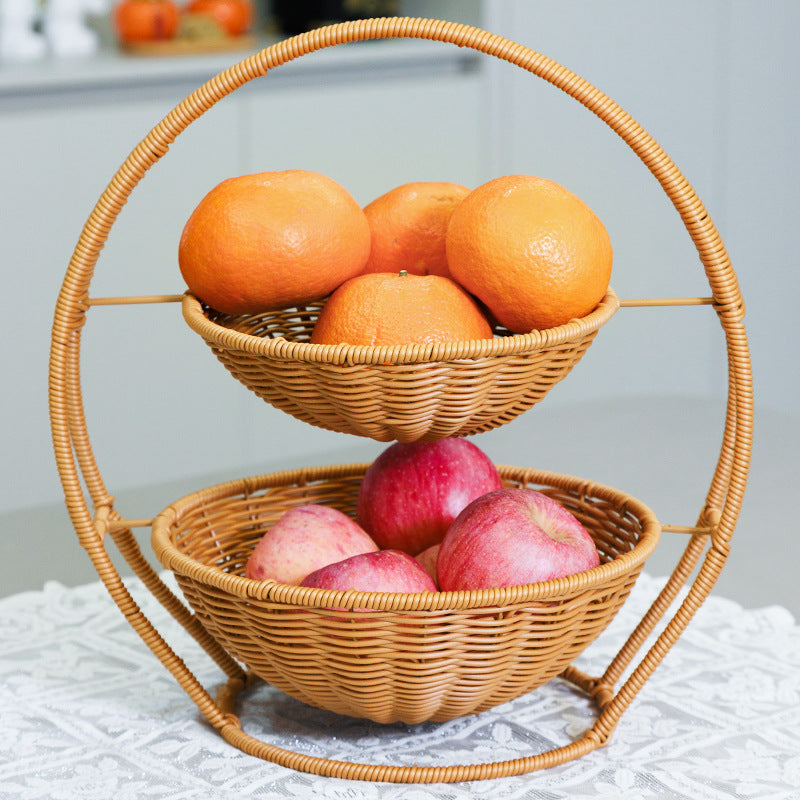 Rustic Two-Tiered Woven Fruit Stand | Kelmera