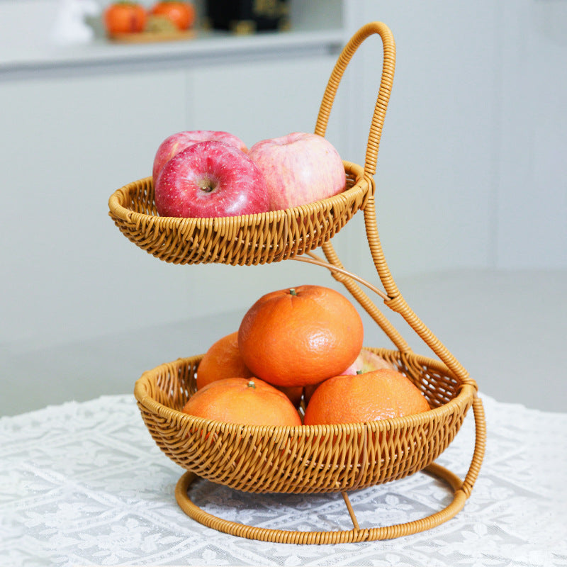 Rustic Two-Tiered Woven Fruit Stand | Kelmera