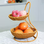 Rustic Two-Tiered Woven Fruit Stand | Kelmera