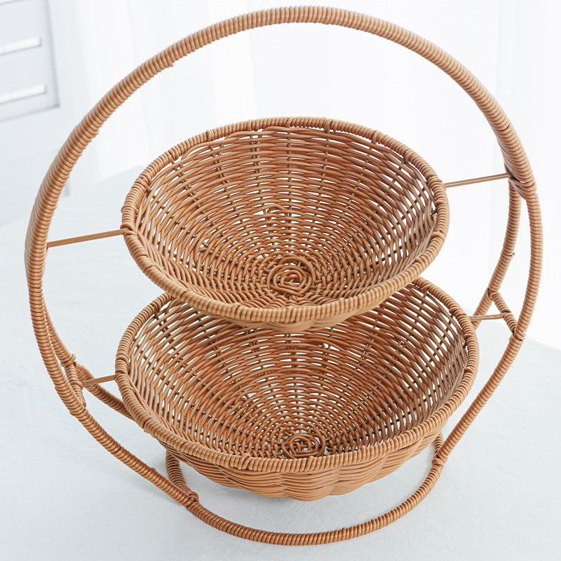 Rustic Two-Tiered Woven Fruit Stand | Kelmera