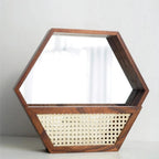 Rustic Wall Mirror with Natural Rattan Frame | Kelmera