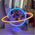 Saturn-Inspired LED Orb Table Lamp with Dual-Colored Neon Rings | Kelmera