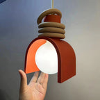 Scandinavian Arch-Shade Pendant Lamp with Wood Ring Accents and Frosted Globe | Kelmera