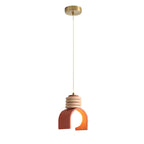 Scandinavian Arch-Shade Pendant Lamp with Wood Ring Accents and Frosted Globe | Kelmera