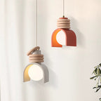 Scandinavian Arch-Shade Pendant Lamp with Wood Ring Accents and Frosted Globe | Kelmera