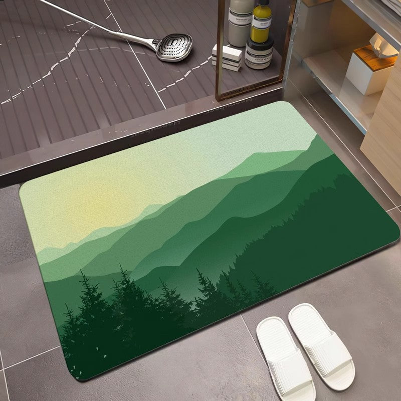 Scenic Mountain Landscape Bath Mat | Kelmera