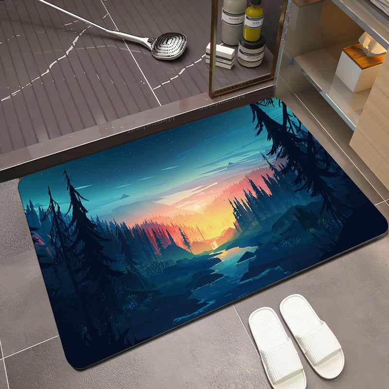 Scenic Mountain Landscape Bath Mat | Kelmera