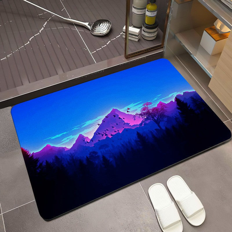 Scenic Mountain Landscape Bath Mat | Kelmera