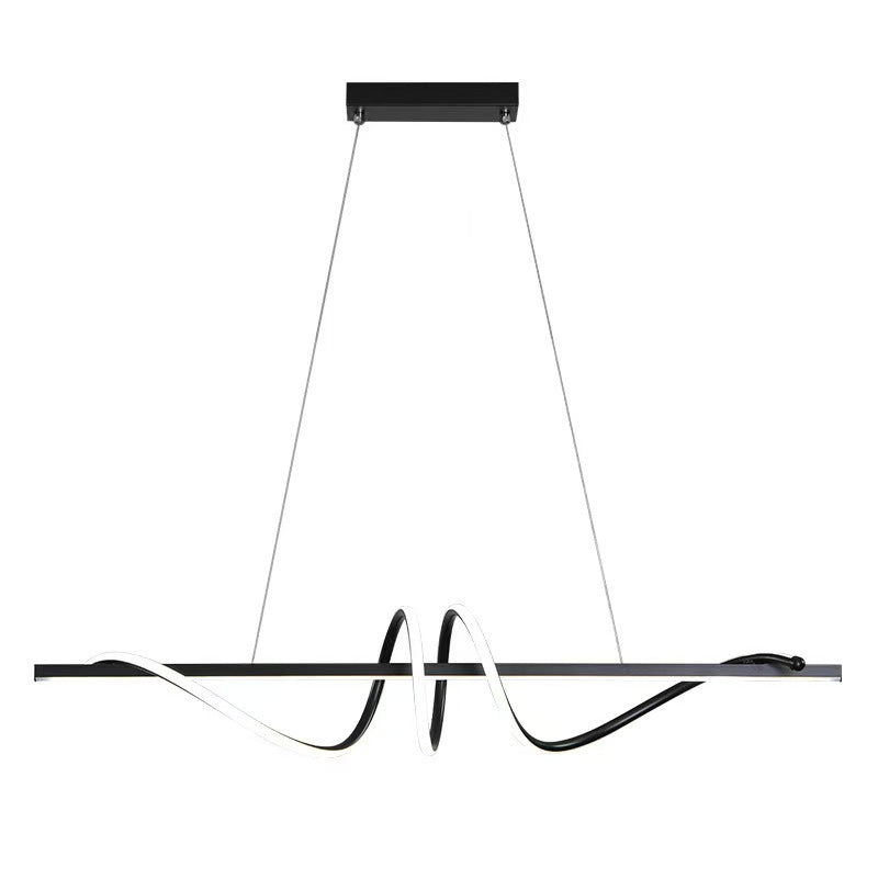 Sculptural LED Wave Linear Pendant Light with Loop Accent | Kelmera